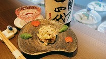 日本酒BAR龍_下酒也下飯的精品料理「美乃滋涼拌扇貝唇與毛豆」