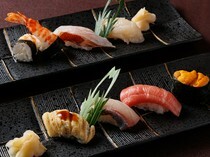 日本料理「花曆」_品味在擁有特別氛圍的10個座位壽司吧台中的「壽司套餐 鮮魚握壽司」