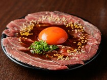 燒肉Horumon  大五郎_數量限定。使用新鮮的近江牛頰肉（臉頰肉）製作的「頰肉生拌牛肉」