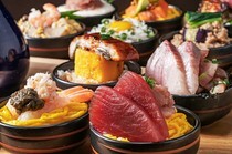 肉和魚和牡蠣 OYSTER Bar＆Bistro 魚秀 ～UOHIDE～ 澀谷櫻丘店_頂級小碗丼午餐套餐（8款）